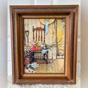 1969 Norman Rockwell Spring Flowers Framed Numbered Lithograph Print 19x23”